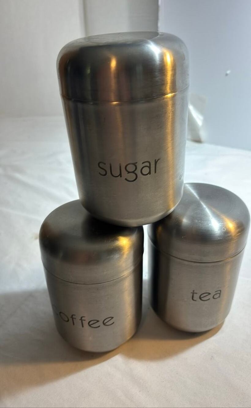 Stainless Steel Canister Set for Sugar, Coffee, and Tea